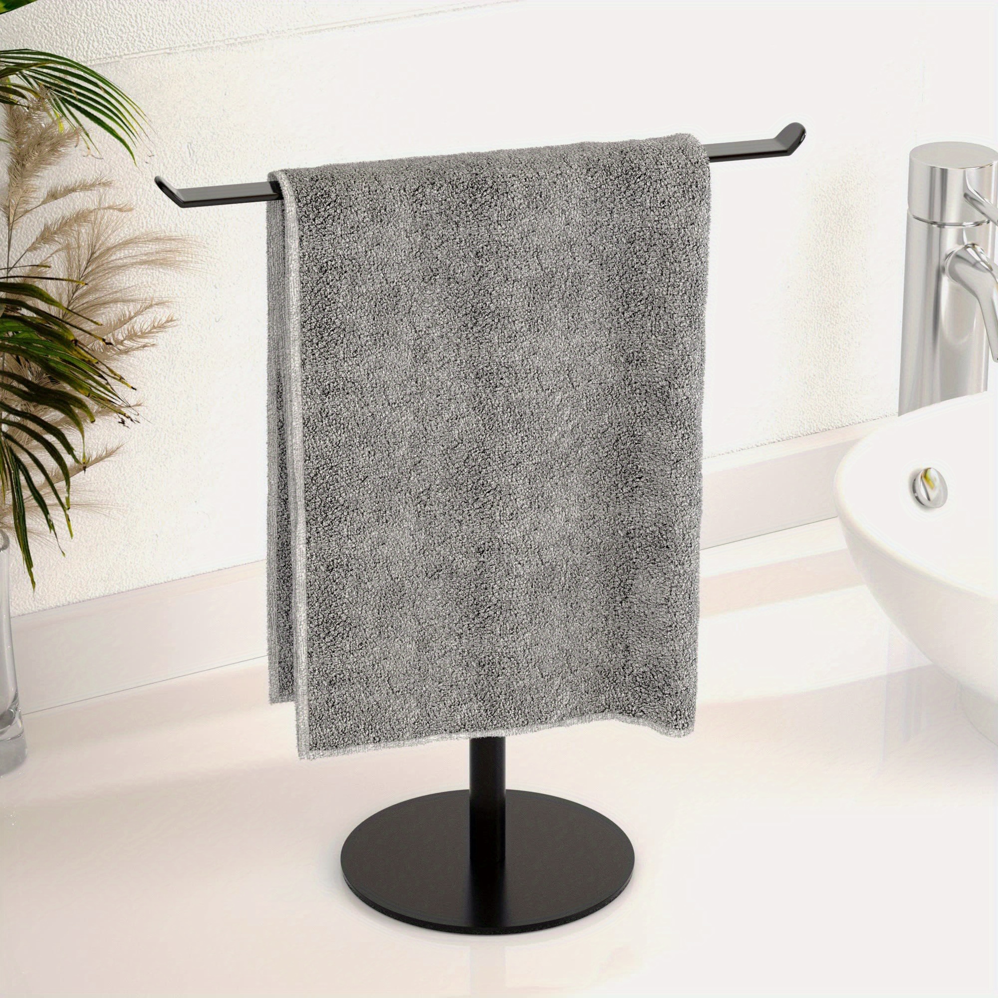  Toallero negro para baño, soporte de toalla de mano de
