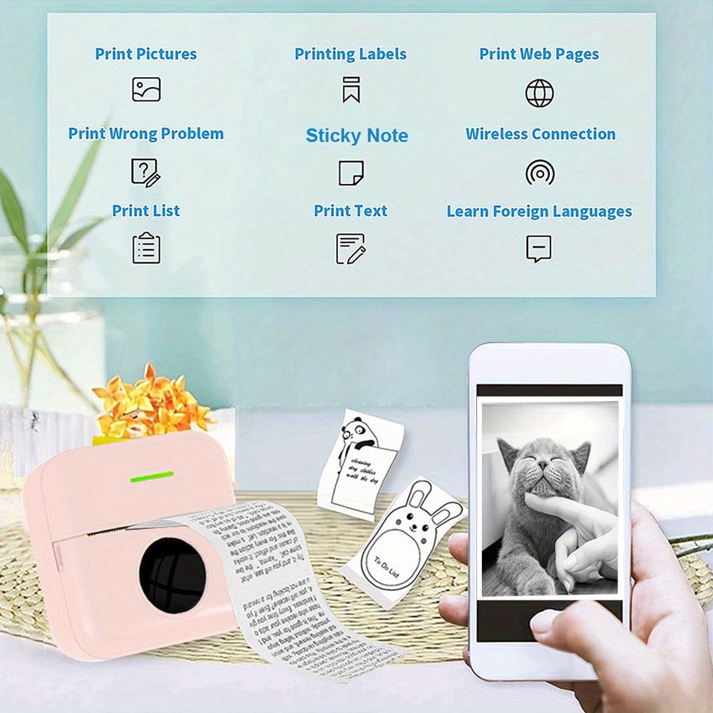Pocket Printer Wireless Thermal Printers 1200mah Battery Portable Inkless  Printer Iphone Mini Sticker Printer Compatible Ios Android, Save Clearance  Deals