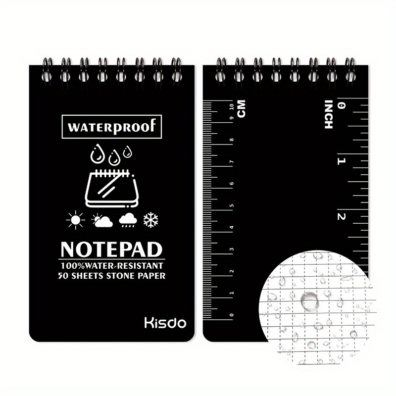 GAK. Stone Paper Note Pad | Bullet Journal Note Pads Waterproof Sheet  Aesthetic School Supplies | Black Journal Daily To Do List Notepad Office