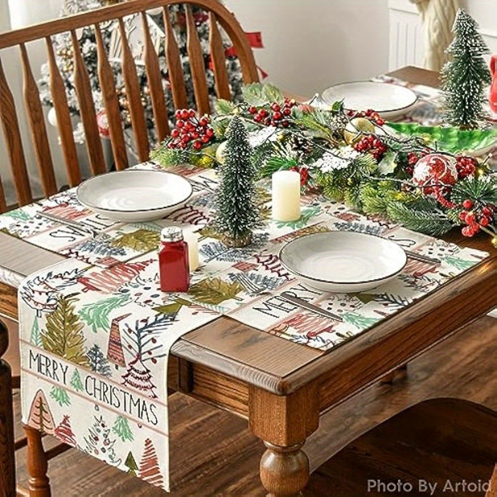 Linen Placemats Merry Christmas Theme Placemats Set Xmas - Temu