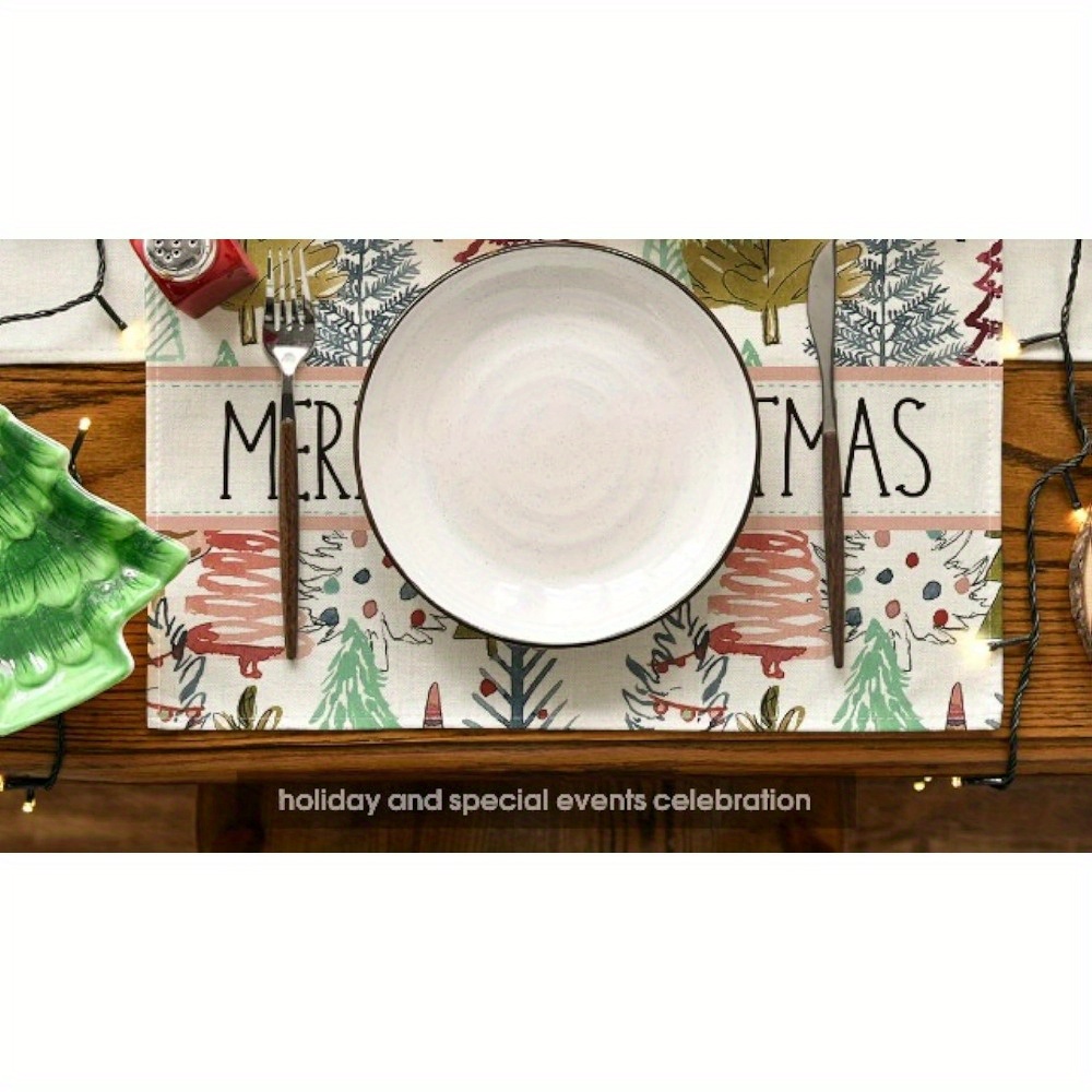 Linen Placemats Merry Christmas Theme Placemats Set Xmas - Temu