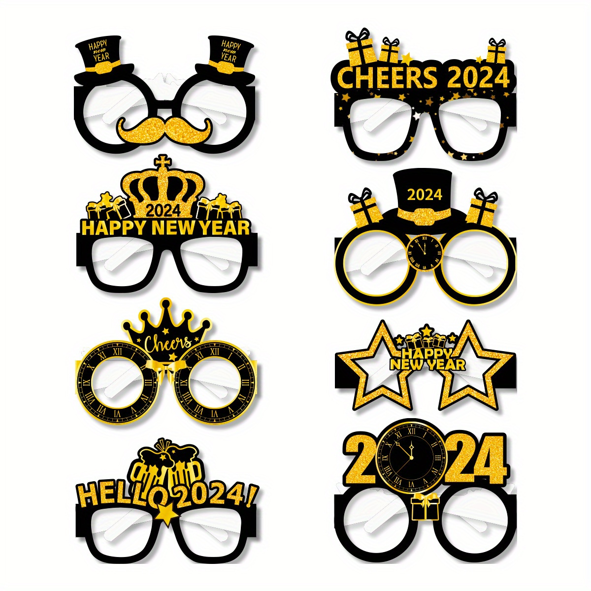 2024 Glasses Frame, New Year Party Decor, Decorative Party Glasses