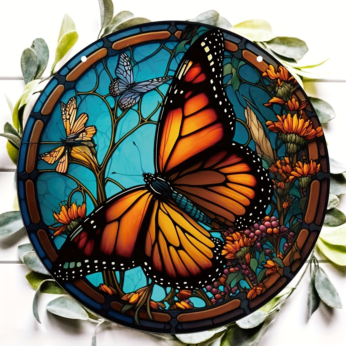Stained verre coloré papillon suncatcher, mur suspendu -  France