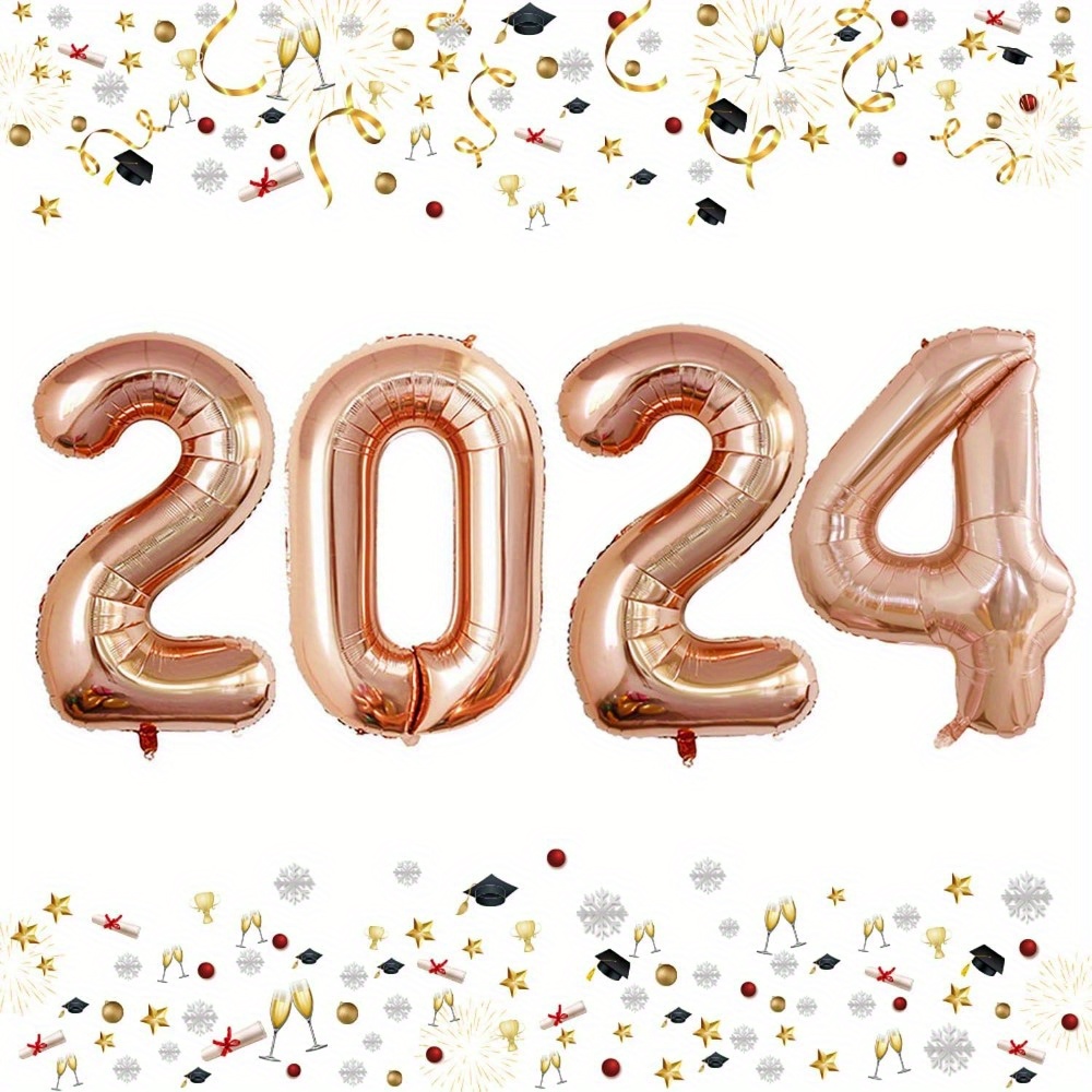 New Years Decorations 2024 Gold 2024 Balloons Numbers for New Years Eve  Party