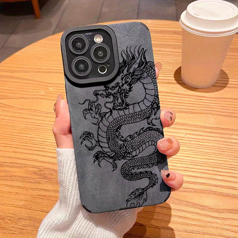 

Luxury Shockproof Faux Leather Dragons Pattern Design Shockproof Slim Protective Case Anti-fall Sleeve Phone Case