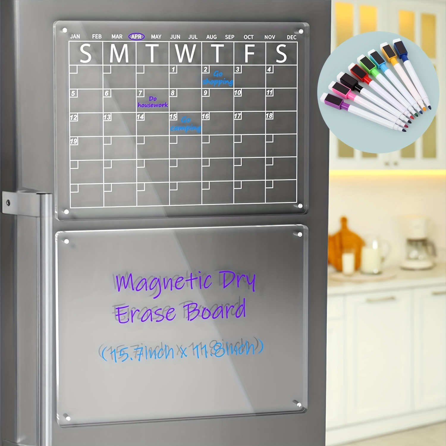 Acrylic Magnetic Dry Erase Board Calendar For Fridge Clear - Temu