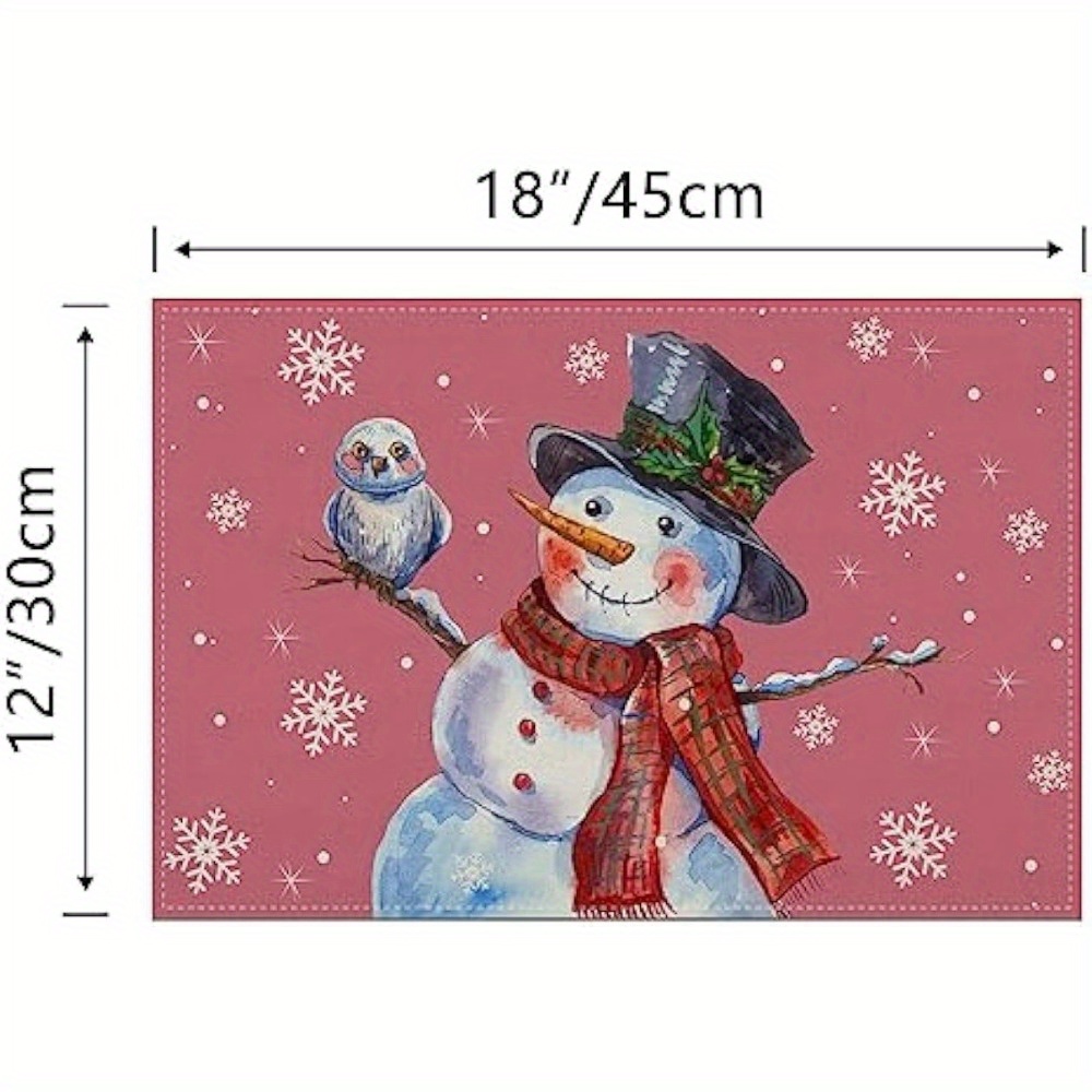  Round Table Placemats Set of 2, Christmas Snowman Xmas