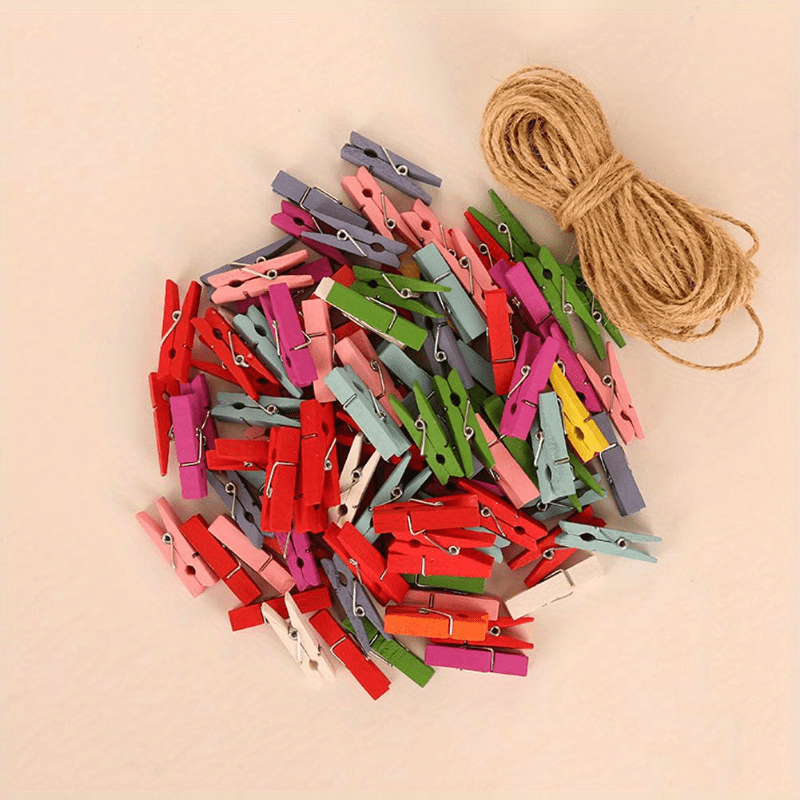 100pc Natural Wooden Clothespins Multi-functional Reusable Mini