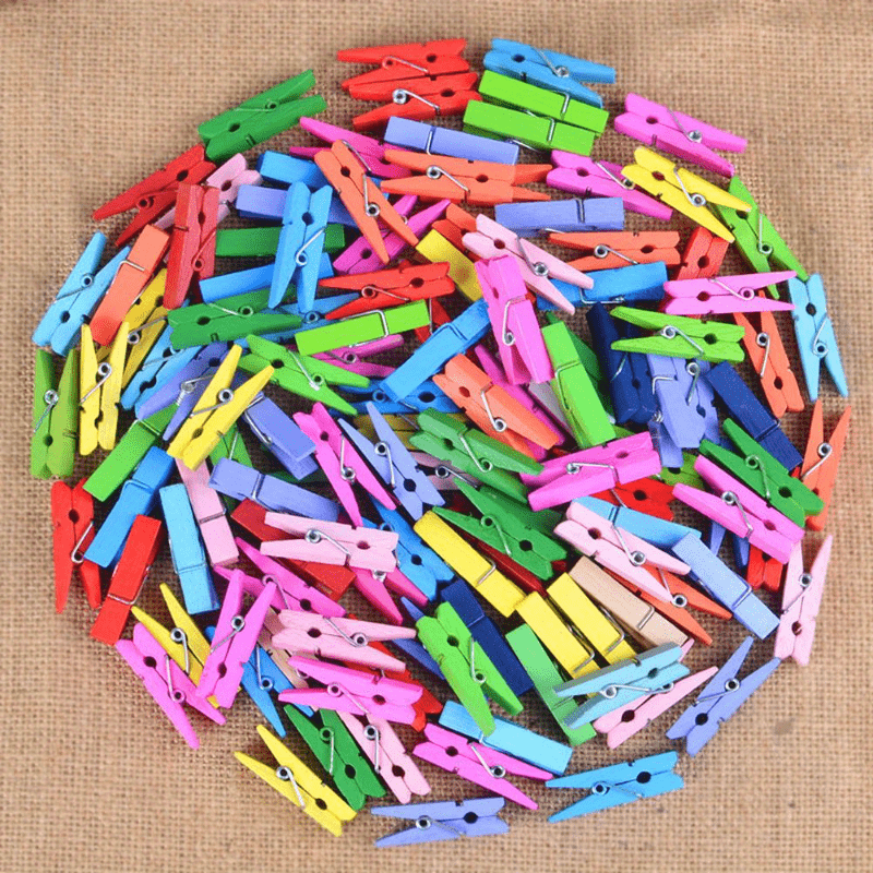 100pc Natural Wooden Clothespins Multi-functional Reusable Mini