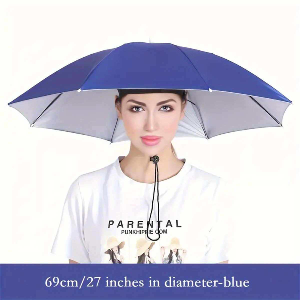 Portable Folding Adjustable Umbrella, Oversized Hands-free Umbrella, 7 Ribs  Uv Protection Waterproof Headgear For Fishing, Gardening, Golf - Temu