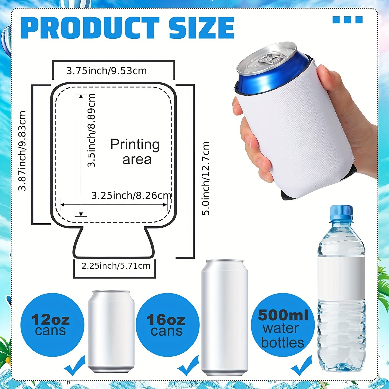 12 Pack Sublimation Skinny Can Cooler 12 Oz White Sublimation Can Holder  Blanks