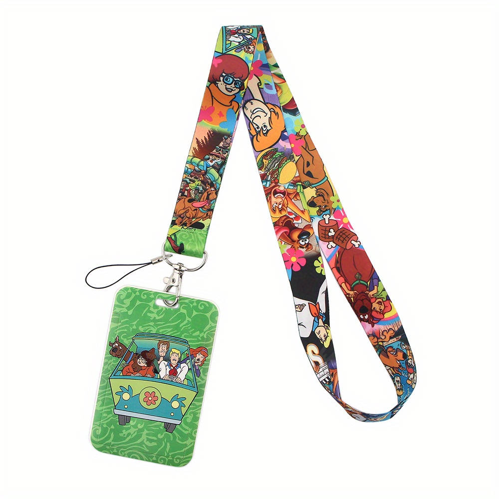 Cute Lanyard Card Holder Anime ID Holder Student Badge Reel Cartoon Neck Bag Card Holder Suitable for Students Children Girls Staff Use (B)
