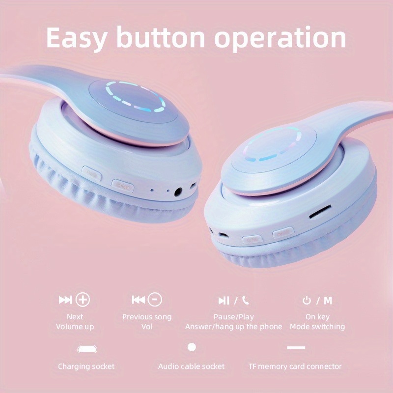 Comprar Luz de flash Orejas de gato lindas Auriculares inalámbricos con  control de micrófono Luz LED Niño Niña Estéreo Música Casco Teléfono Auriculares  Bluetooth Regalo