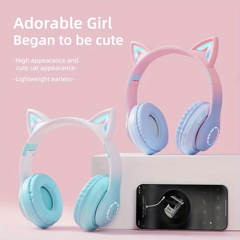 Auriculares inalámbricos con luz de Flash para niños, cascos con Bluetooth  5,0, RGB, estéreo, música