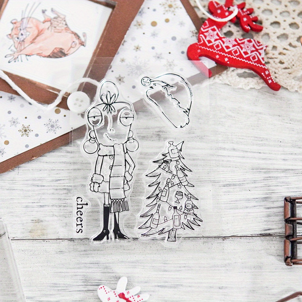 Christmas Tree Greeting Words Clear Stamps For Card Making - Temu
