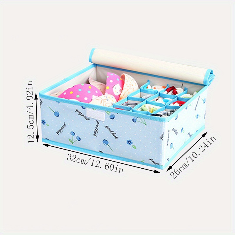 lattby fabric underwear socks organizer with lid rectangular non waterproof storage box for cosmetics and bedroom essentials details 4