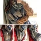 womens tartan tassel long scarf stylish thick warm stretchy shawl autumn winter coldproof neck protection soft scarf gift