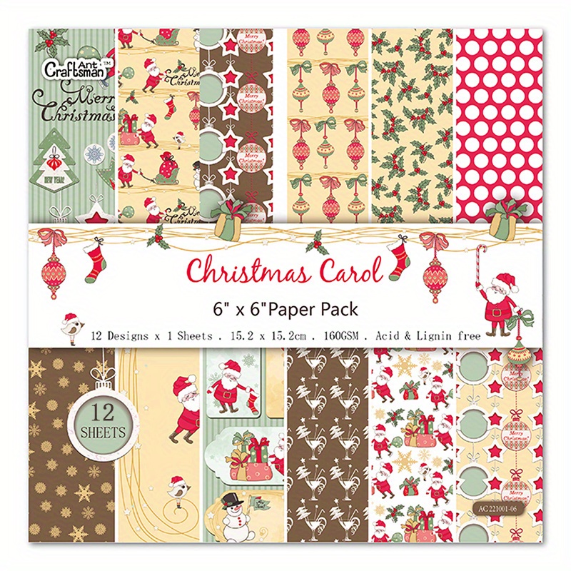 12Pcs 6 Merry Christmas DIY Scrapbooking Paper Album Junk Journal Cards  Crafts