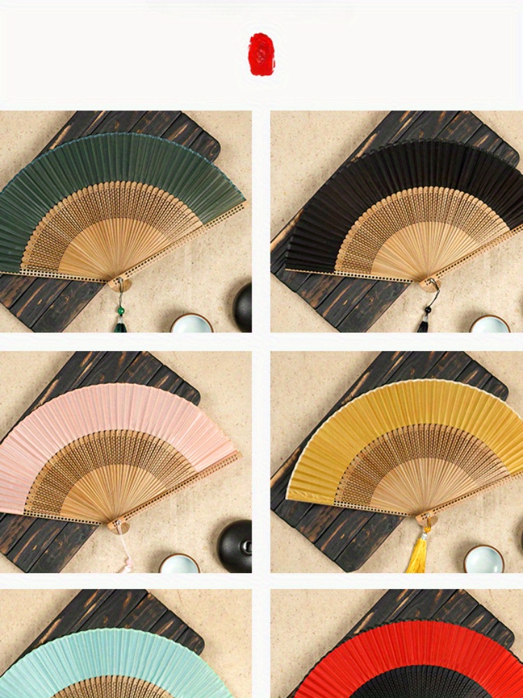 1PC Foldable Fan Hand Held Fan With Tassel For Outdoor Travel Dancing Performance Cheongsam Dressing Accessories Photo-taking Props details 5