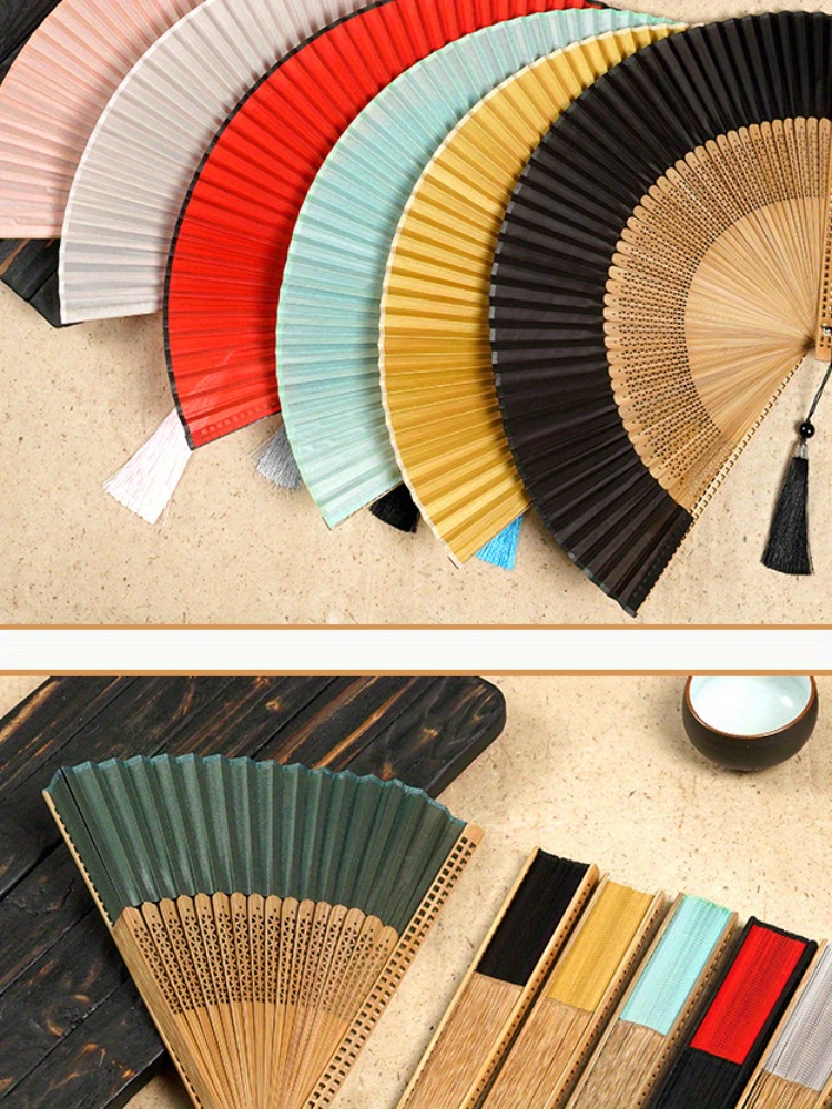 1PC Foldable Fan Hand Held Fan With Tassel For Outdoor Travel Dancing Performance Cheongsam Dressing Accessories Photo-taking Props details 7