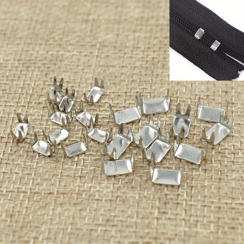 

280pcs 3#(0.24inch*0.12inch) Zipper Accessories Upper And Lower End Size Silvery White Four-legged Size U-shaped Size Anti-drop Snap Button Clothing Coat Shoes Case Bag Zipper Accessories