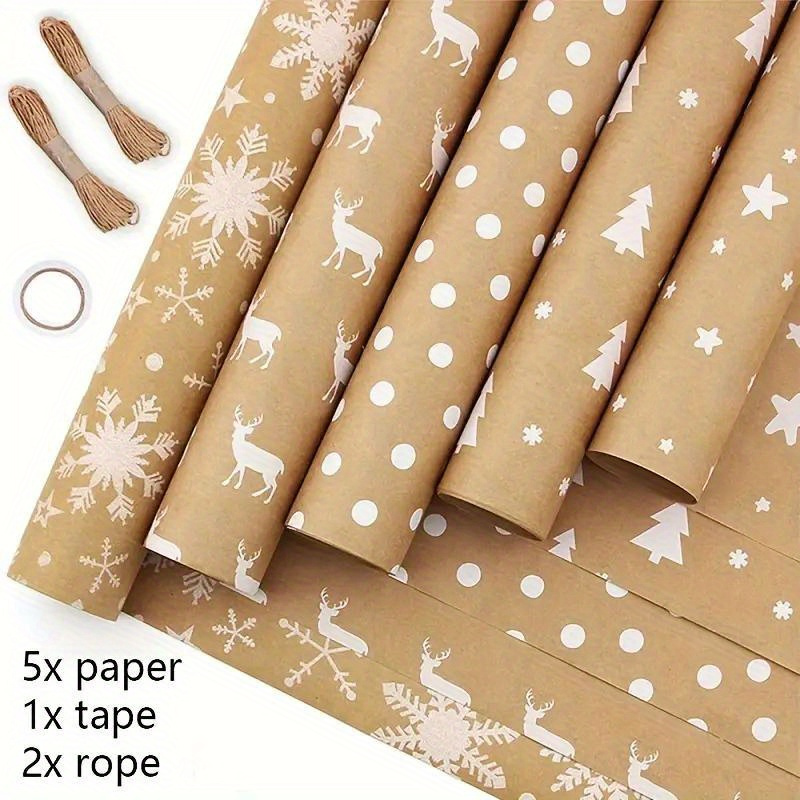 TEHAUX 12pcs Vintage Santa Wrapping Paper Snowflake Wrapping Paper Cute  Kids Christmas Wrapping Paper Kraft Christmas Wrapping Paper Korean Book  Gift