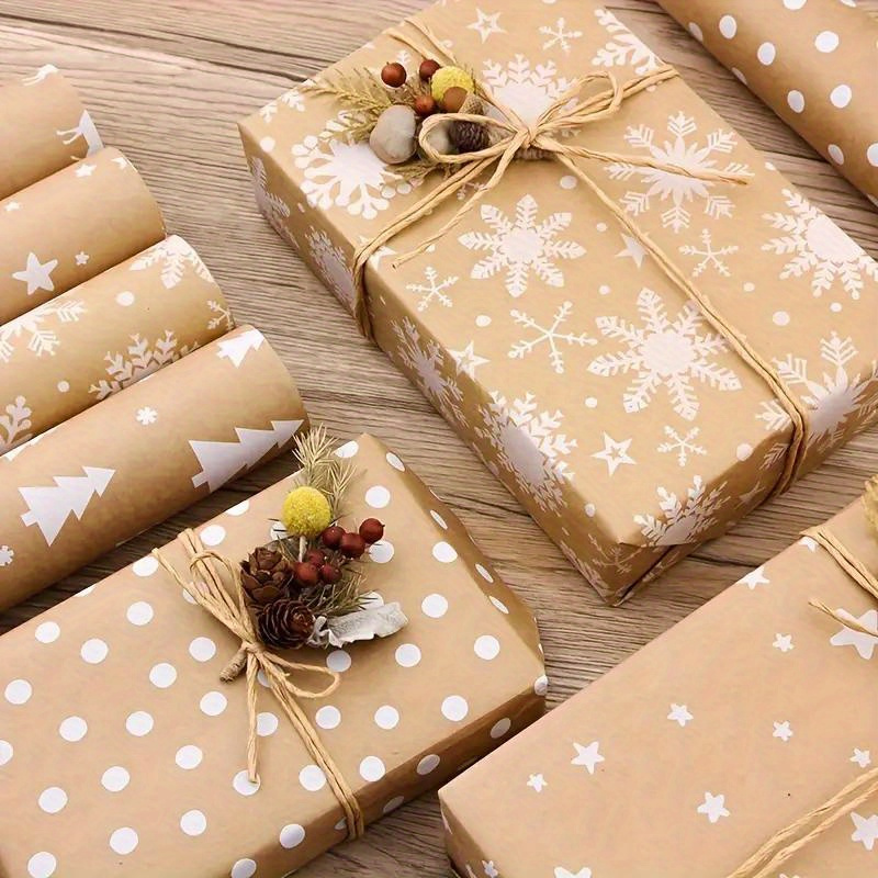  TEHAUX 12pcs Vintage Santa Wrapping Paper Snowflake Wrapping  Paper Cute Kids Christmas Wrapping Paper Kraft Christmas Wrapping Paper  Korean Book Gift Wrapping Paper Cartoon Crafts : Arts, Crafts & Sewing
