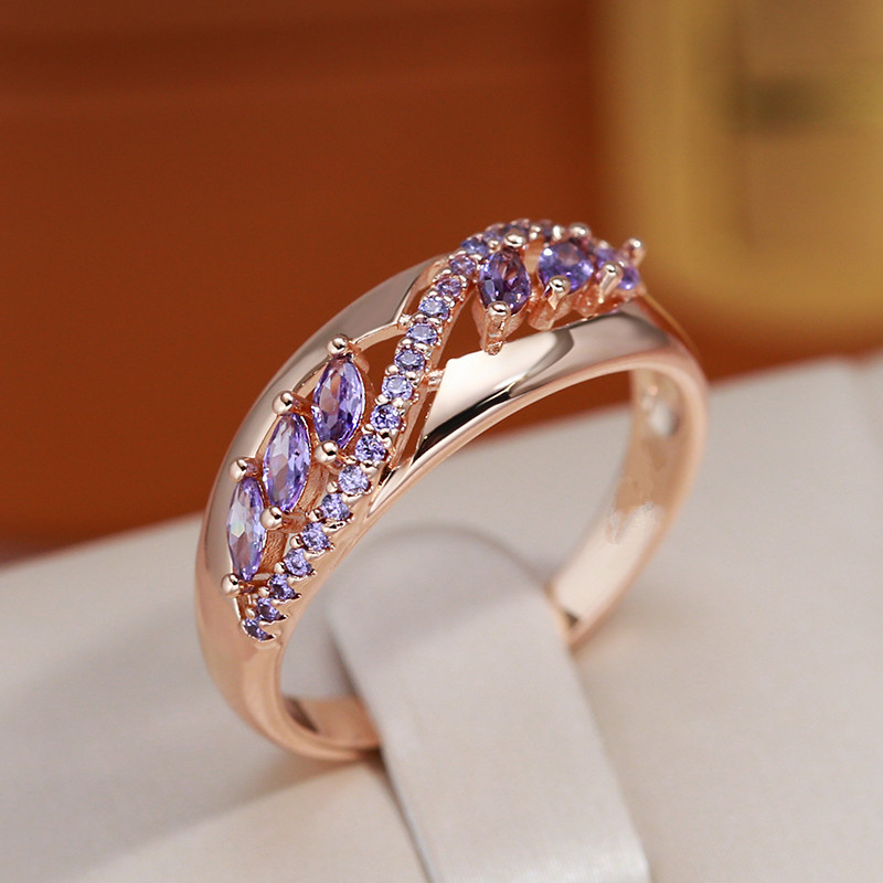 

Bohemian Style Purple Zirconia Engagement Ring For Women – Copper Base Jewelry – Ideal For Daily Wear And Holiday Gifts