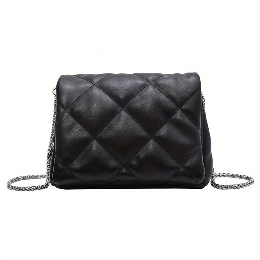 Small Black and Gray Chain Crossbody Bag Classy Women Purse 