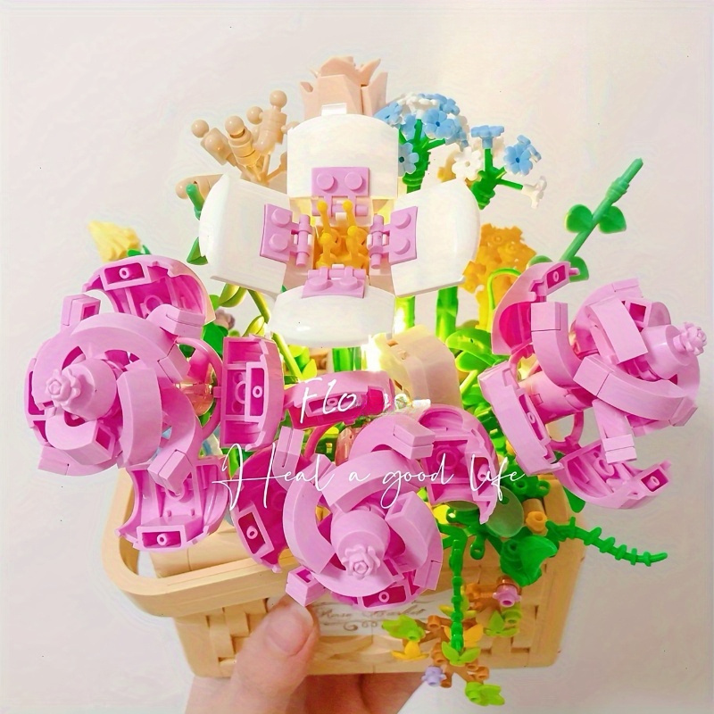 Girl Gift Bouquet Flower Blocks, Easter Mother's Day Valentine's Day  Anniversary Thanksgiving Diy Gift, Small Particle Educational Building  Blocks Toy