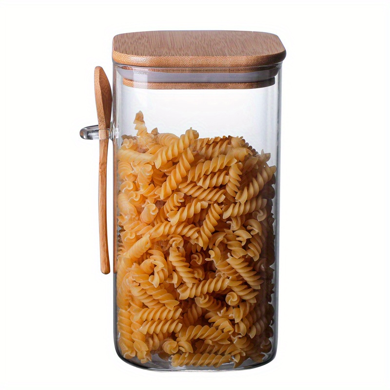 Stackable Square Glass Jars With Airtight Bamboo Lid Perfect - Temu