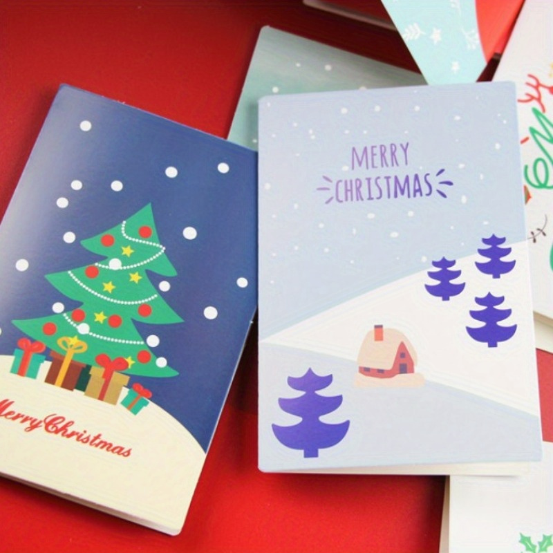 24sheets/set, Creative Christmas Greeting Cards For Cartoon Cute Mini Fold  Small Cards Gift Envelopes For Christmas, Small Business Supplies, Thank Yo