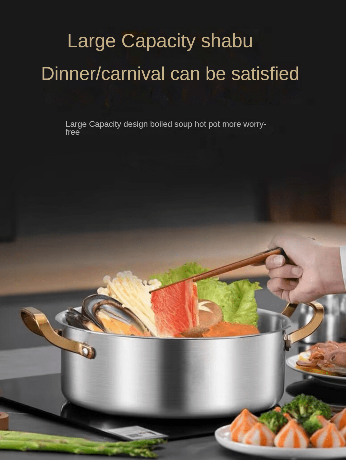 1 set stainless steel pot multifunctional steamer household thickened three layer soup pot hot pot integrated steaming cooking pot kitchen pot cooking utensils details 2