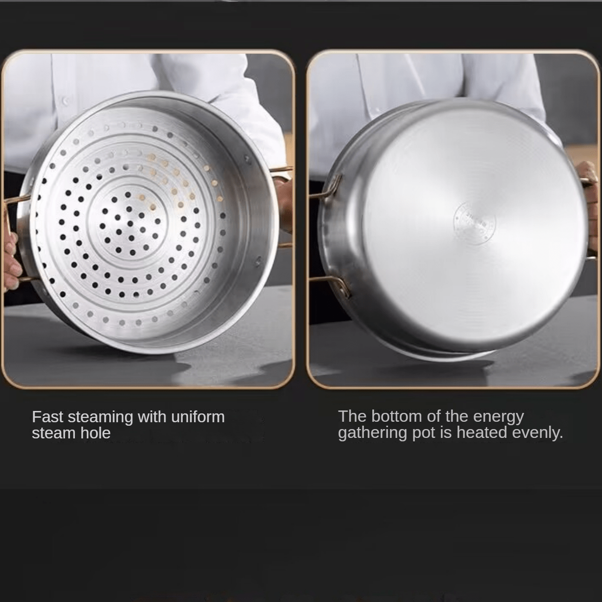 1 set stainless steel pot multifunctional steamer household thickened three layer soup pot hot pot integrated steaming cooking pot kitchen pot cooking utensils details 7