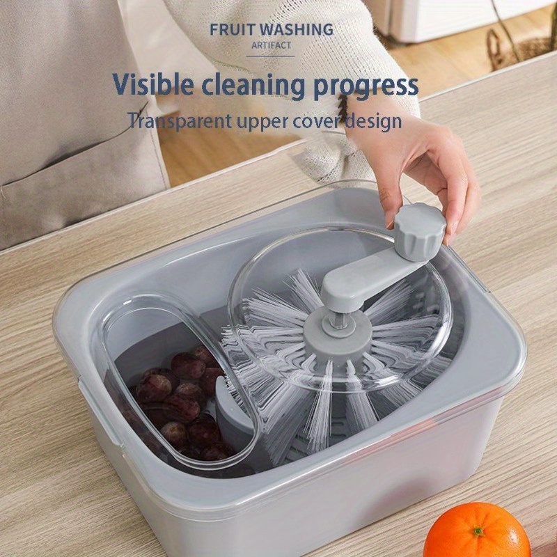 Fruit Cleaner Device, Large Fruit Washer Spinner with Brush, Fruit Cleaner  with Fruit Washing Bowl,Portable Fruit Scrubber, Fruit and Vegetable