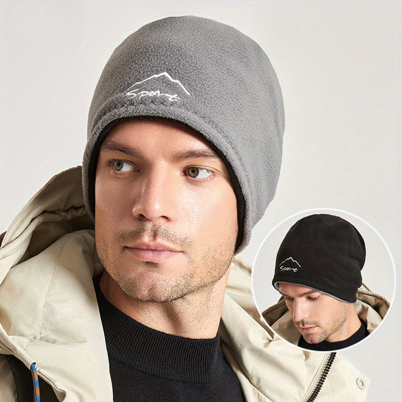 Acheter Chapeau de Camping polaire chaud d'hiver pour hommes, bonnet Baggy  en laine, casquette de Ski + écharpe coupe-vent, chapeaux tricotés avec  lettres