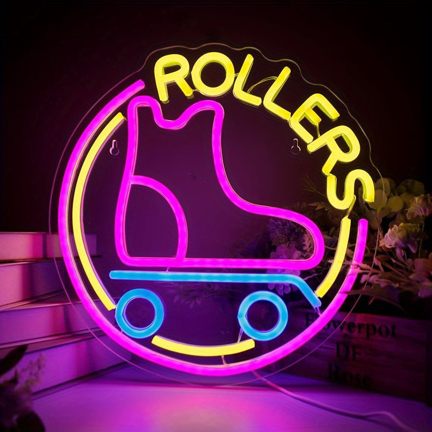Roller Skates Neon Sign Light Led Roller Skating Neon Light - Temu