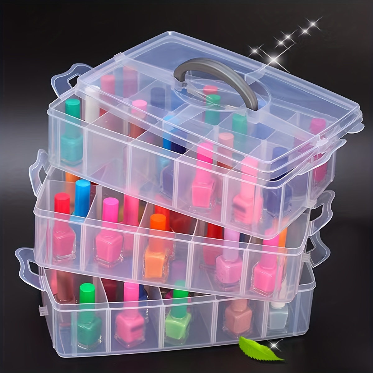 Plastic Jewelry Box Compartment Slot Organizer Storage Beads