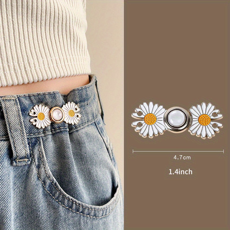 JHGCVX 12 Sets Flower Jeans Button Pant Waist Tightener,Adjustable Button Kit,Removable Jeans Button No Sewing and Tools Required for Loose Pants