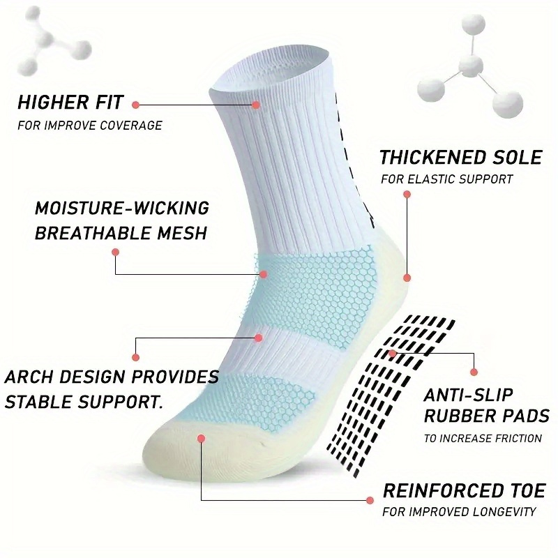 Non Slip Sport Soccer Socks 2/3 Pairs Anti Slip Football Grip Socks Unisex  Athletic Sports Socks with Rubber Dots