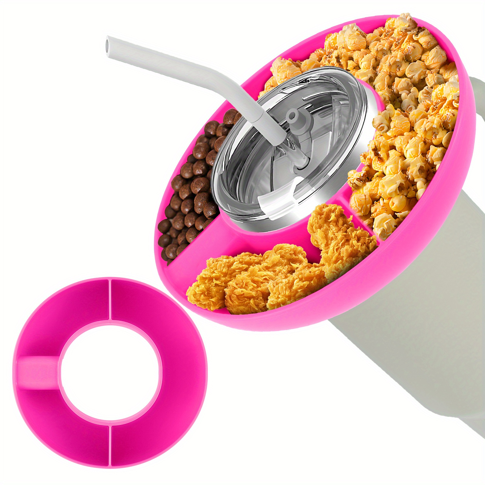 Snack Bowl For Tumbler With Handle 3 Compartment - Temu