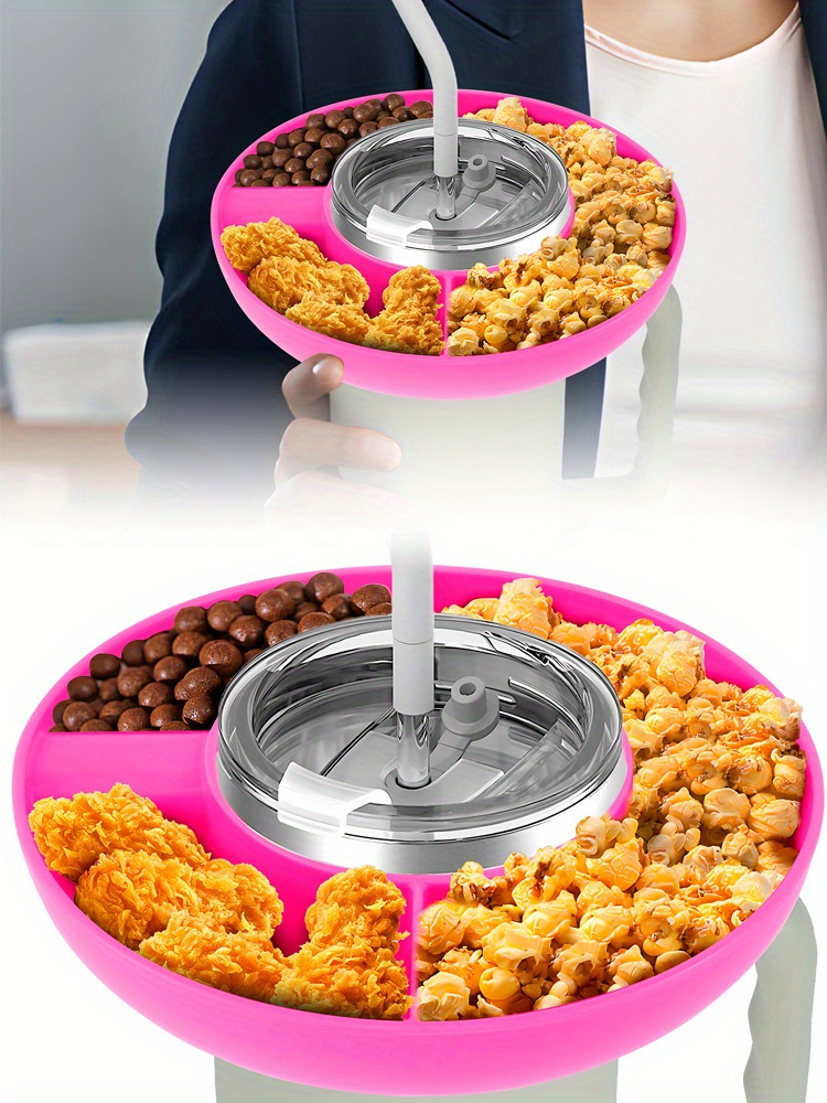 Snack Bowl For Tumbler With Handle 3 Compartment - Temu