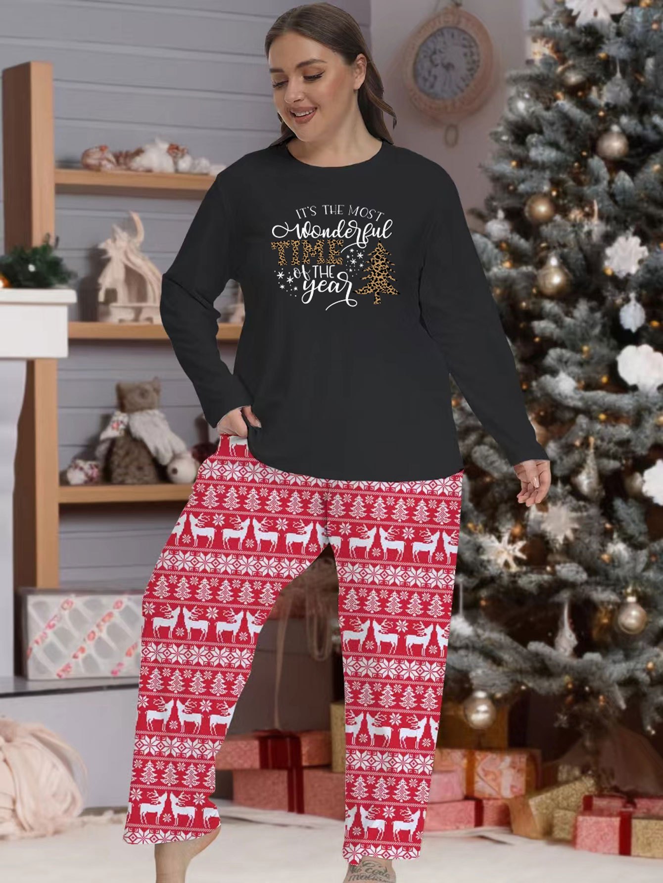 Leopard Christmas Pajamas Set