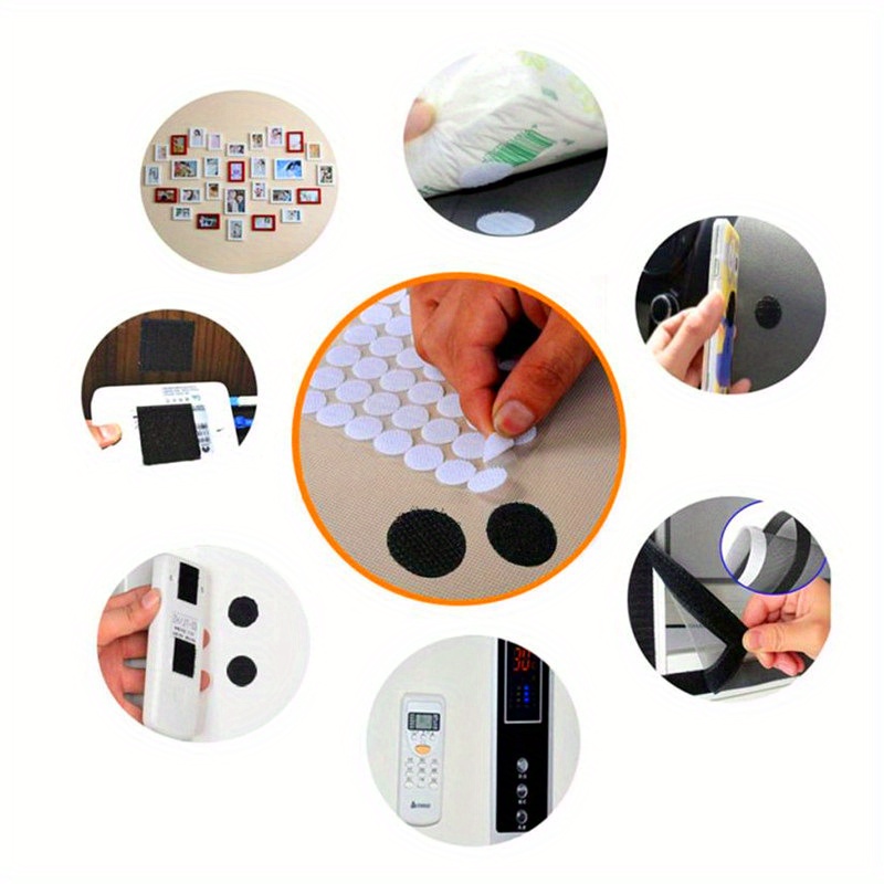 Dot Sticker Self Adhesive Fastener Tape Dots 10/15/20/25/30mm Strong Glue  Sticker Disc White Black Round Coin Hook Loop Tape