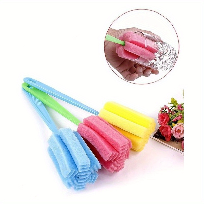3-Pack Kitchen Cleaning Sponges Brushes for Wine Glasses, Bottles, Mugs