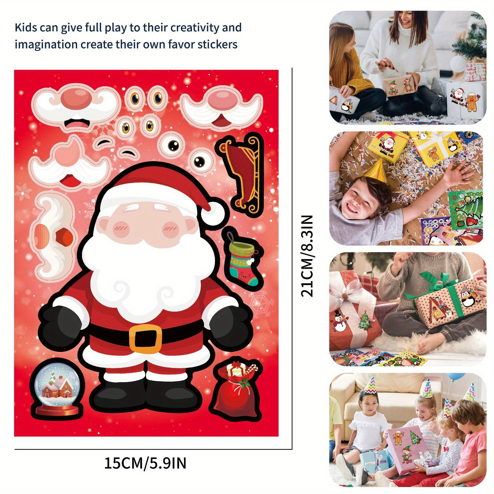 Christmas Stickers Creative Cartoon Santa Claus Stickers Diy - Temu