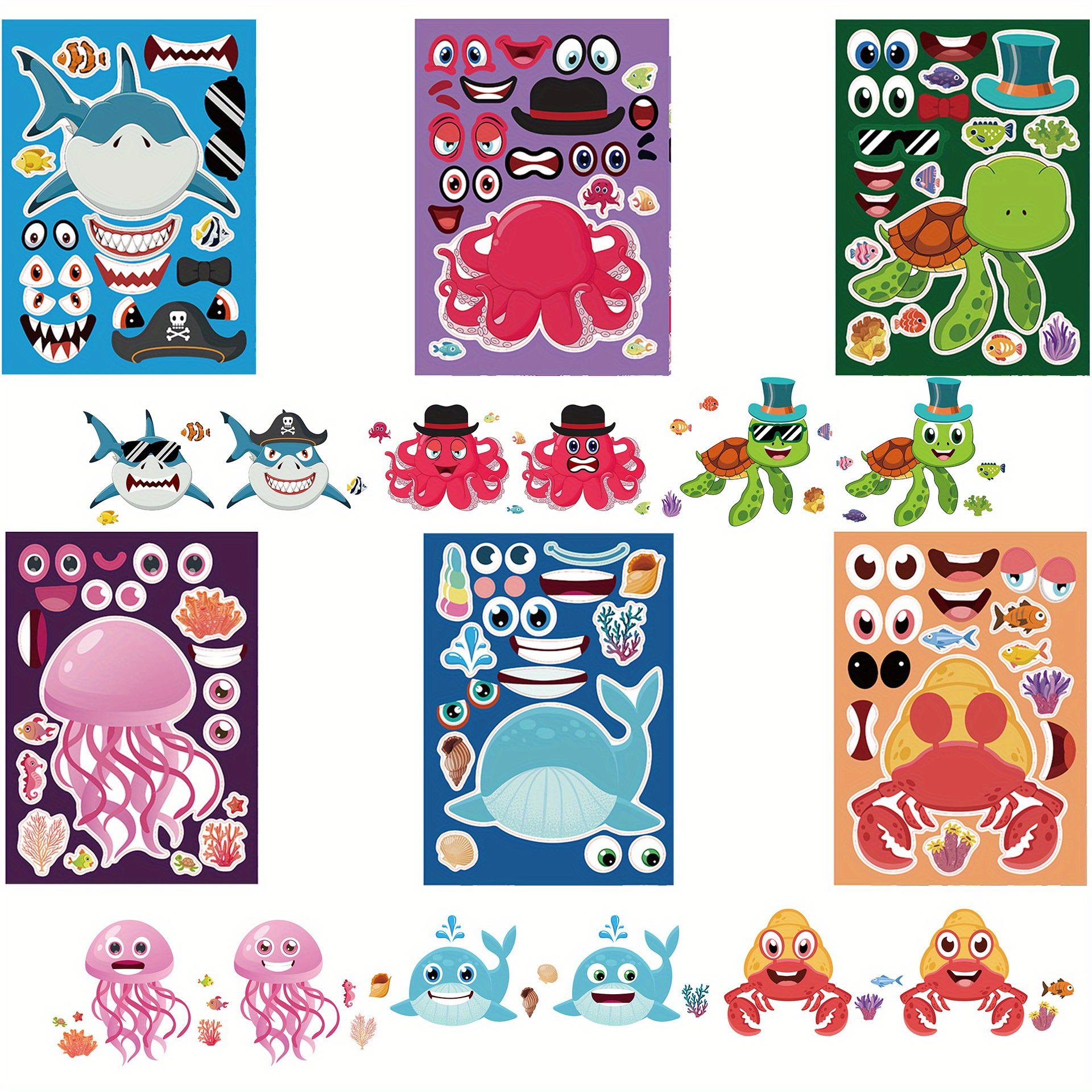6Pcs Children Make-A-Face Stickers Cartoon Panda Fox Octopus Rat Puzzle  Stickers DIY Craft Toy Boys Girls Make Your Own Animal Stickers Party Favor  – a legjobb termékek a(z) Joom Geek online áruházban