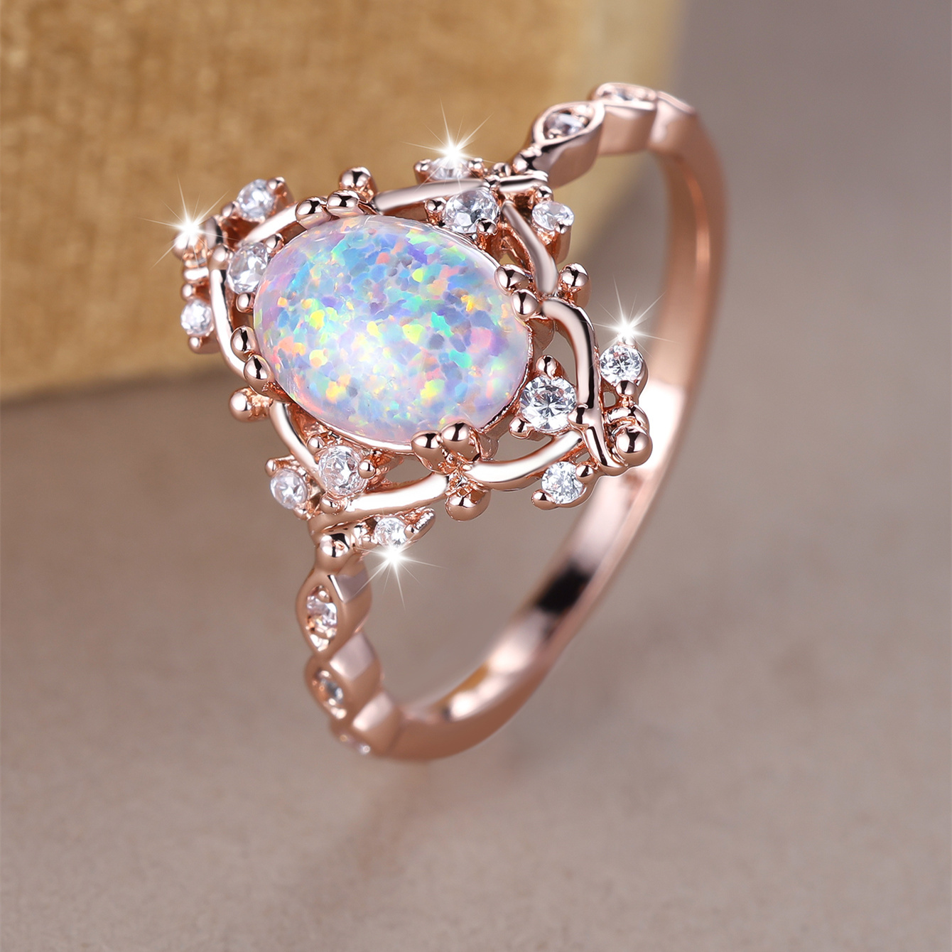 Boho Holiday Style White Egg Shape Opal Rings Stone Ring - Temu