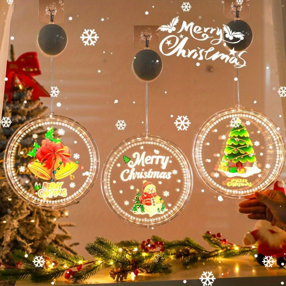 Lumières de décoration de fenêtre de Noël, ventouse fenêtre