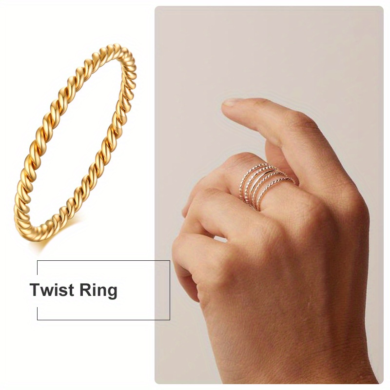 Personality Exaggerated Golden Silver Color Twist Wave Love Pattern Rings  Women's Joint Ring Set Party Favors - Temu